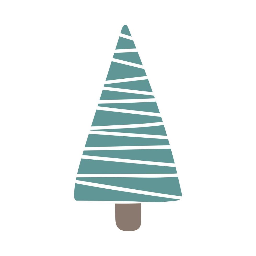 einzelne handgezeichnete neujahrs- und weihnachtsbäume. Gekritzelvektorillustration für Wintergrußkarten, Poster, Aufkleber und saisonales Design. vektor