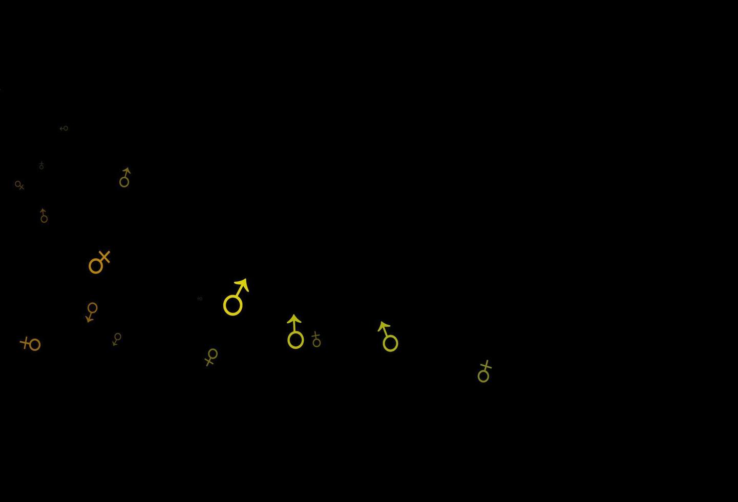 dunkelgrüner, gelber Vektorhintergrund mit Geschlechtssymbolen. vektor