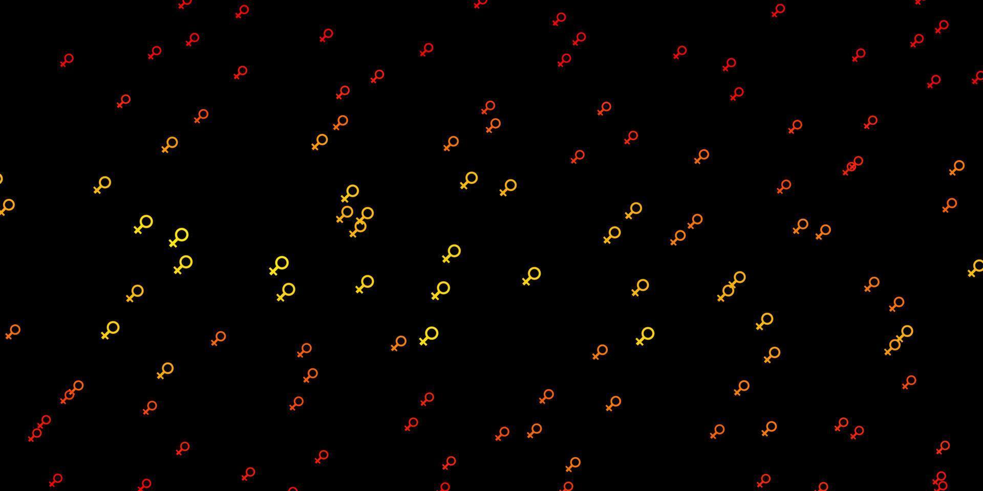 dunkeloranger Vektorhintergrund mit Frauensymbolen. vektor
