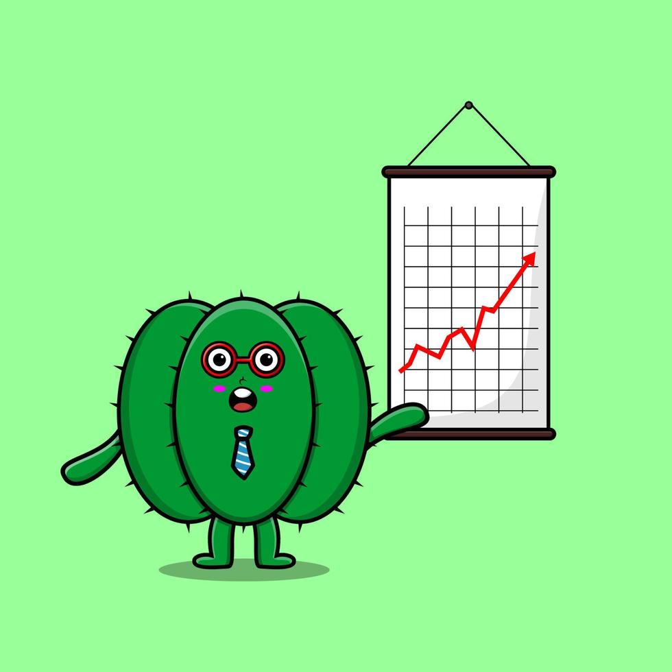 söt tecknad serie kaktus affärsman närvarande vektor