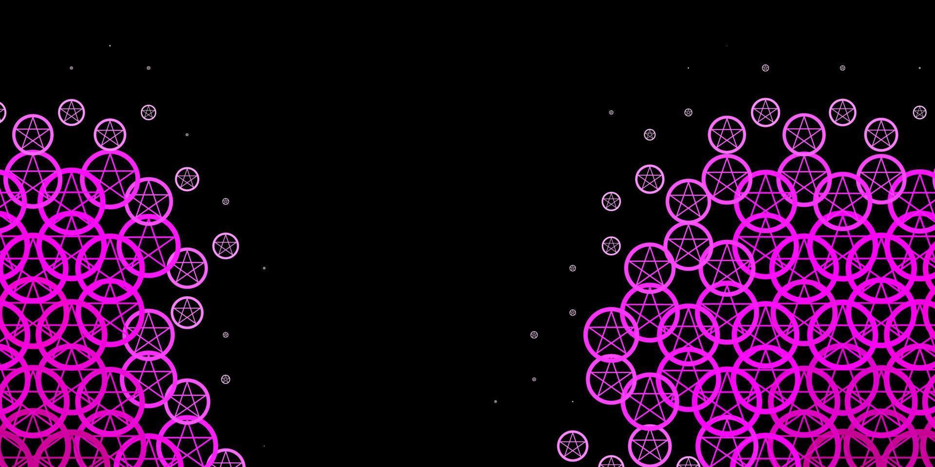 mörkrosa vektorbakgrund med ockulta symboler. vektor