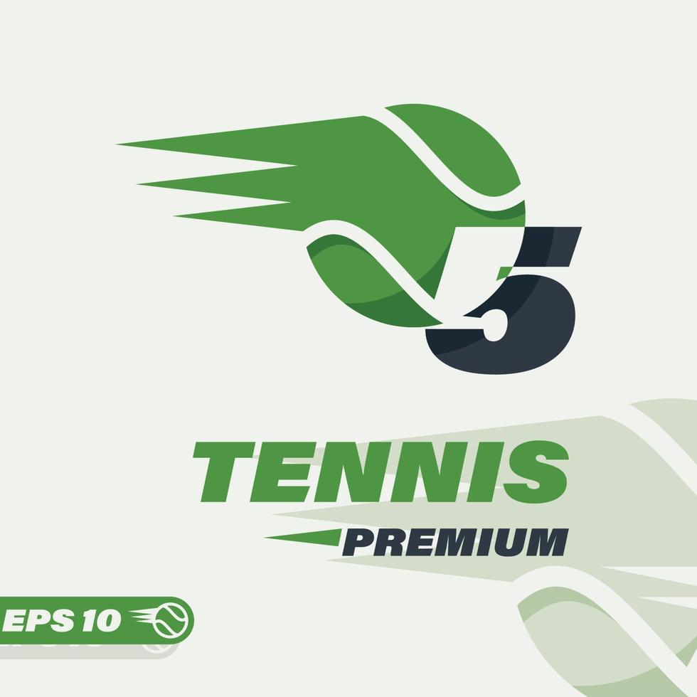 tennis boll numerisk 5 logotyp vektor