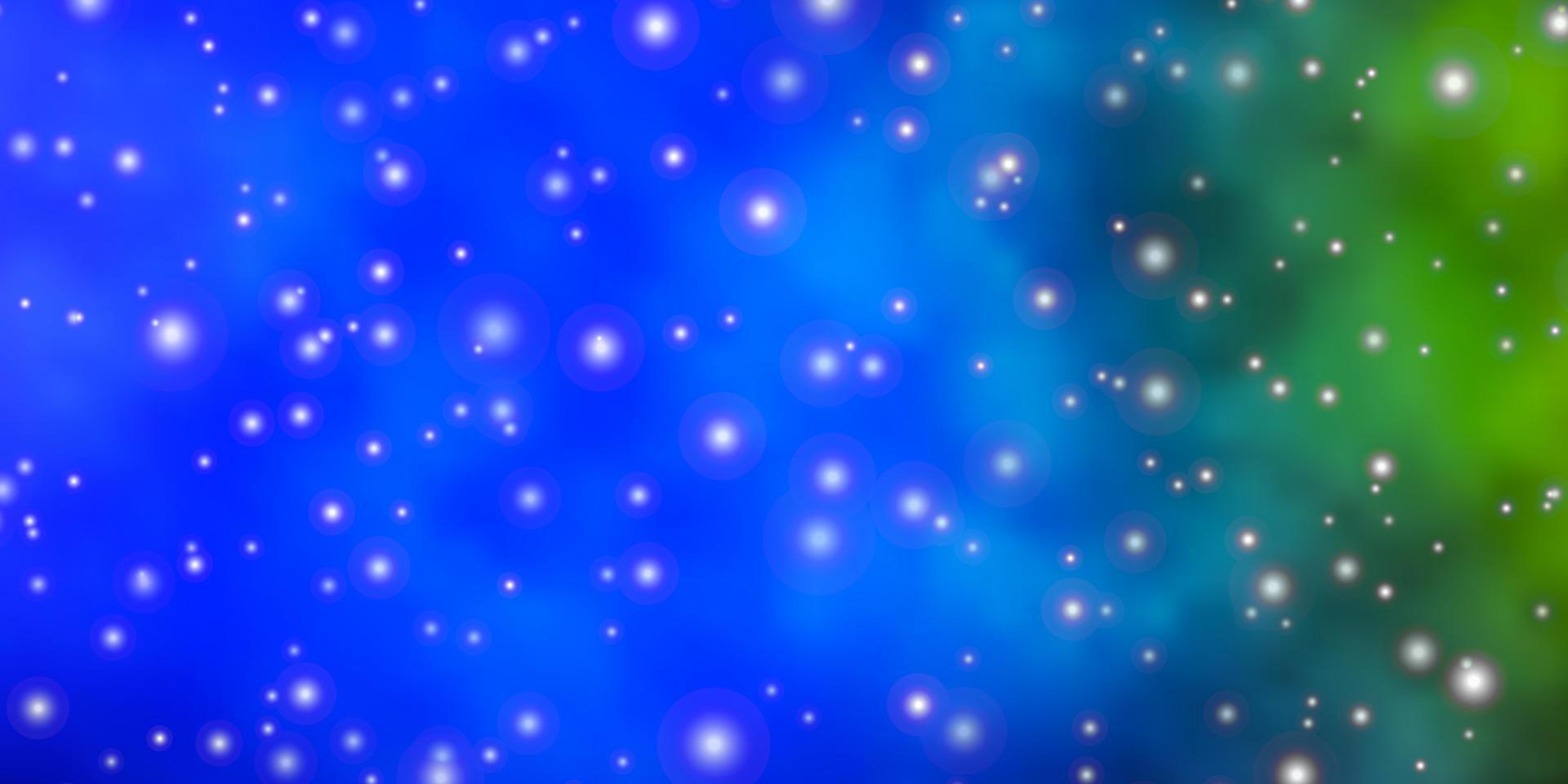 ljusblå, grön vektorbakgrund med små och stora stjärnor. vektor