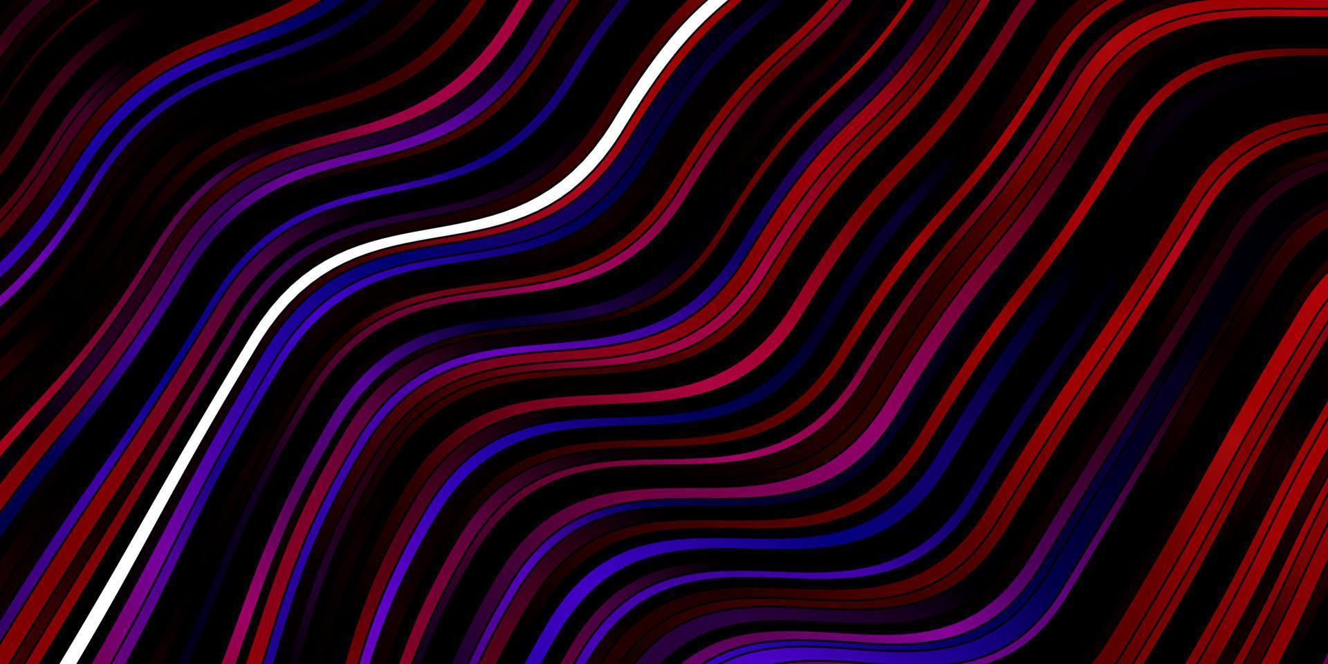 mörkblå, röd vektorbakgrund med böjda linjer. vektor