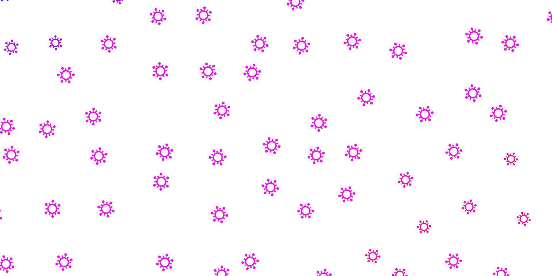 ljus lila, rosa vektor bakgrund med covid-19 symboler.