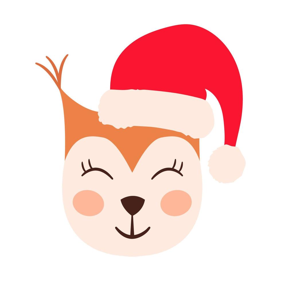Eichhörnchen Emoji Köpfe Weihnachtsmütze Set vektor