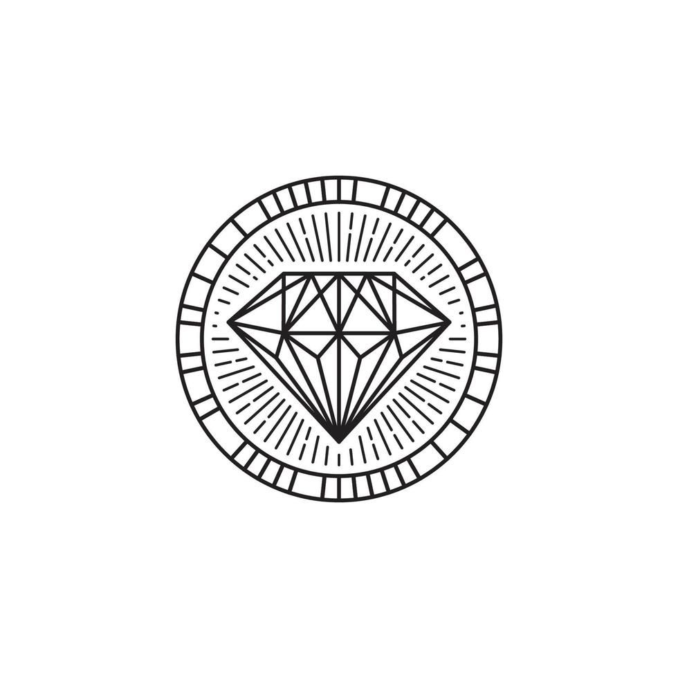 kreativ diamant sten emblem logotyp och ikon design mall. enkel platt vektor illustration av gnistrande glas skönhet kristall, pärla Smycken. minimalistisk linje konst en symbol av lyx. vit bakgrund.