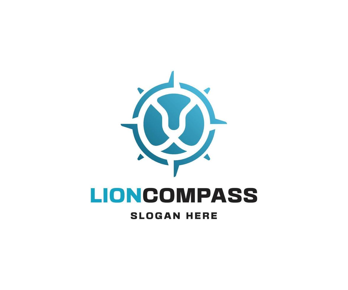 lejon kompass logotyp vektor