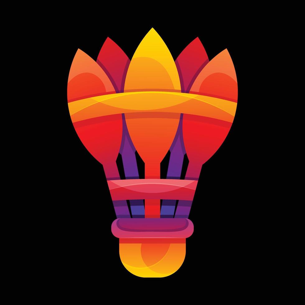 vektor logotyp illustration fjäderboll lutning färgrik stil