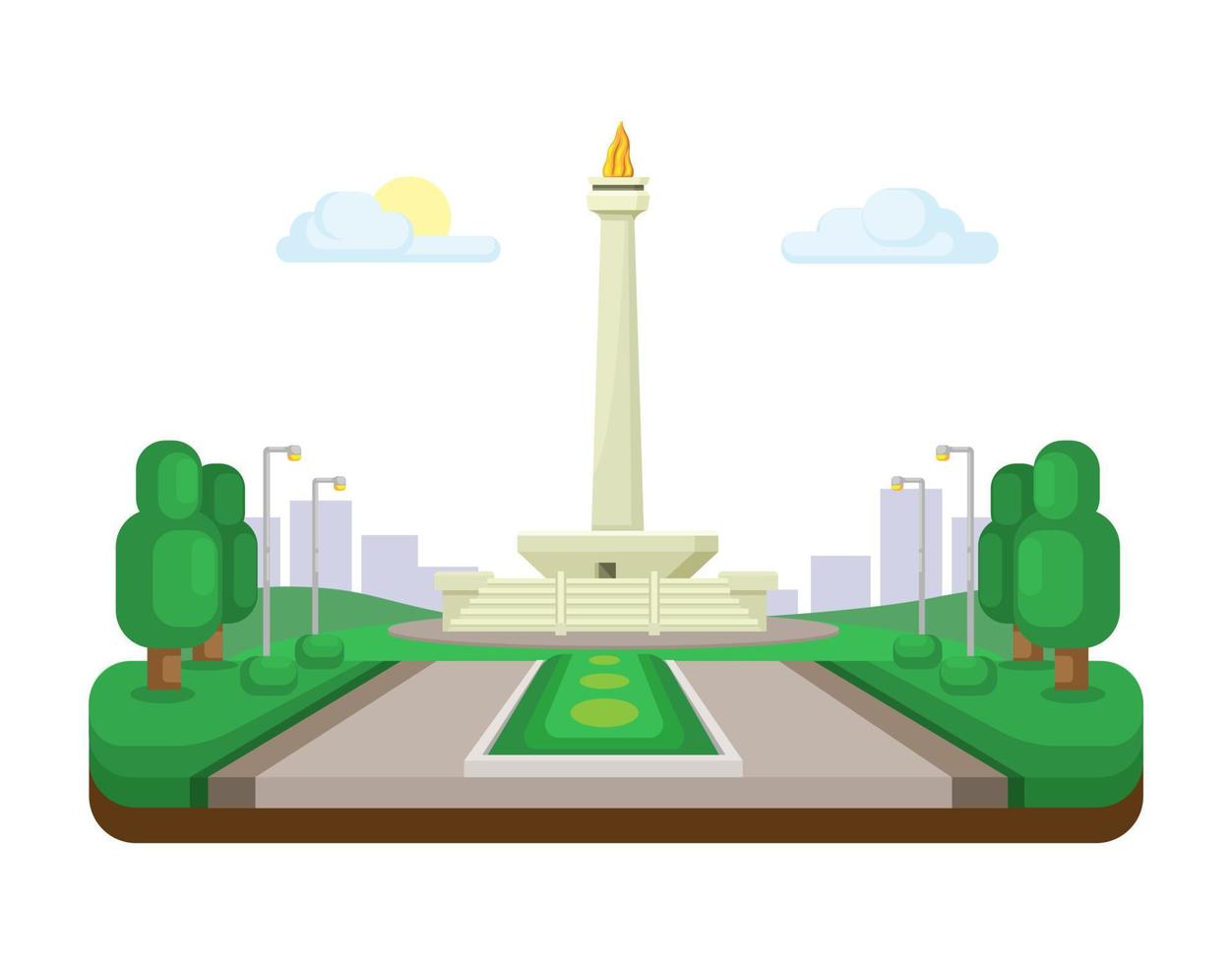 monas-denkmal in jakarta indonesien berühmte marksteinillustration im flachen designvektor vektor