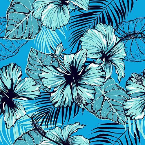 sömlösa mönster av blå hibiskus vektor