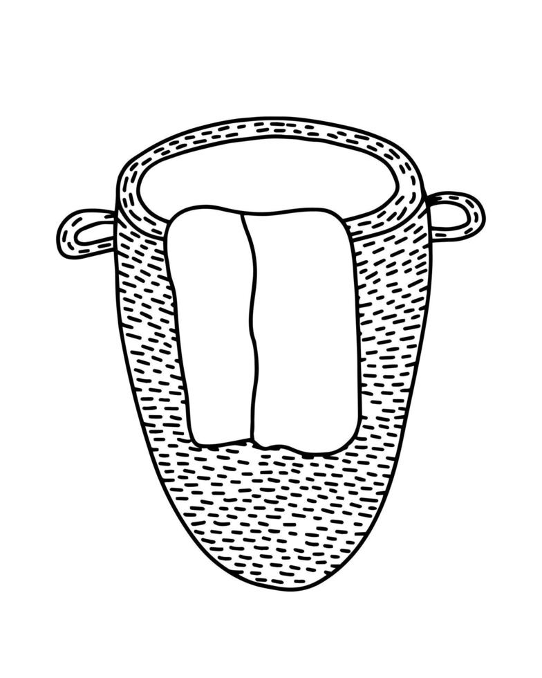 gekritzel wäschekorb illustration. Vektor Weidenwäschekorb mit Handtuch.