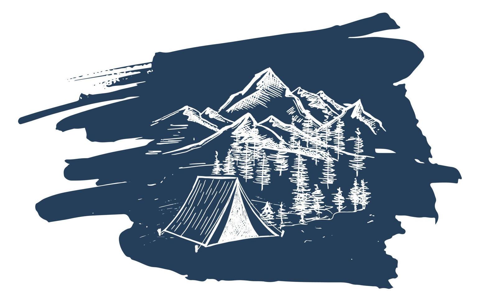 berglandschaft, handgezeichnete illustration vektor