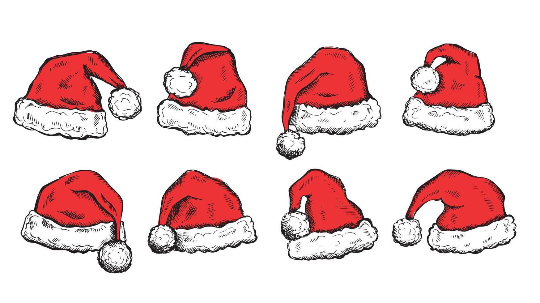 skiss av santa hatt handritad illustration vektor