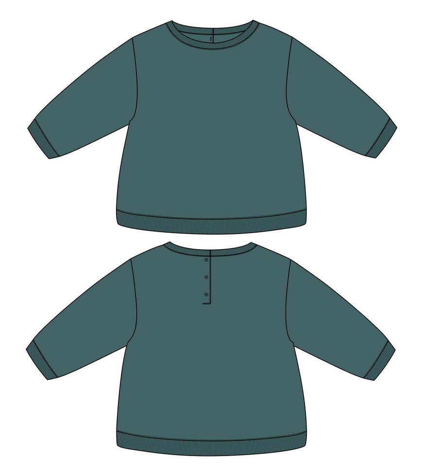 Langarm-Sweatshirt technische Mode flache Skizze Vektor Illustration Vorlage für Kinder.