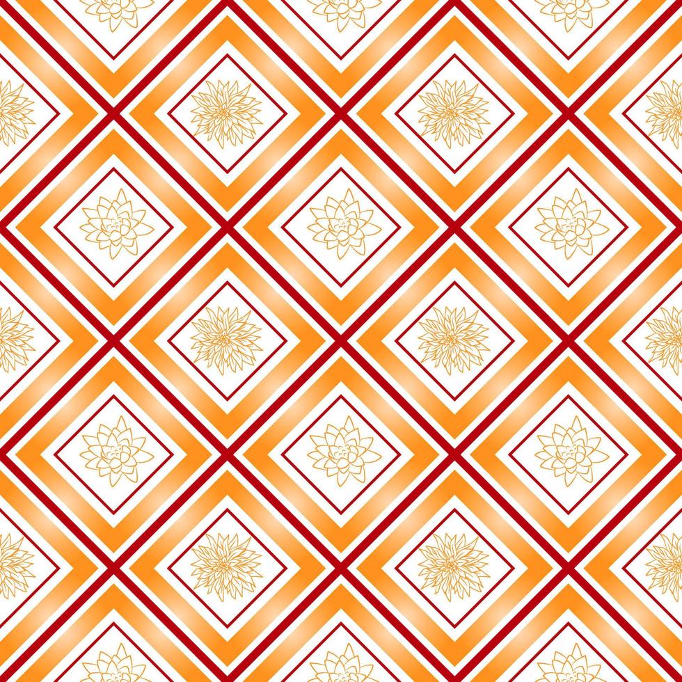 orange blommig geometrisk sömlös mönster. vektor tyg skriva ut mall. romb prydnad. rutig matta bakgrund.
