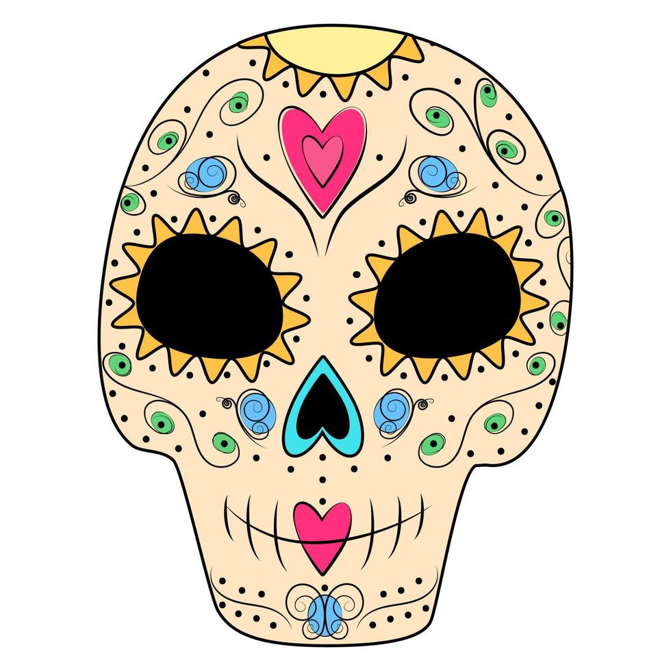 Tag der Toten. dia de los muertos. Mexiko. Zuckerschädel auf transparentem Hintergrund. Aufkleber. Symbol vektor