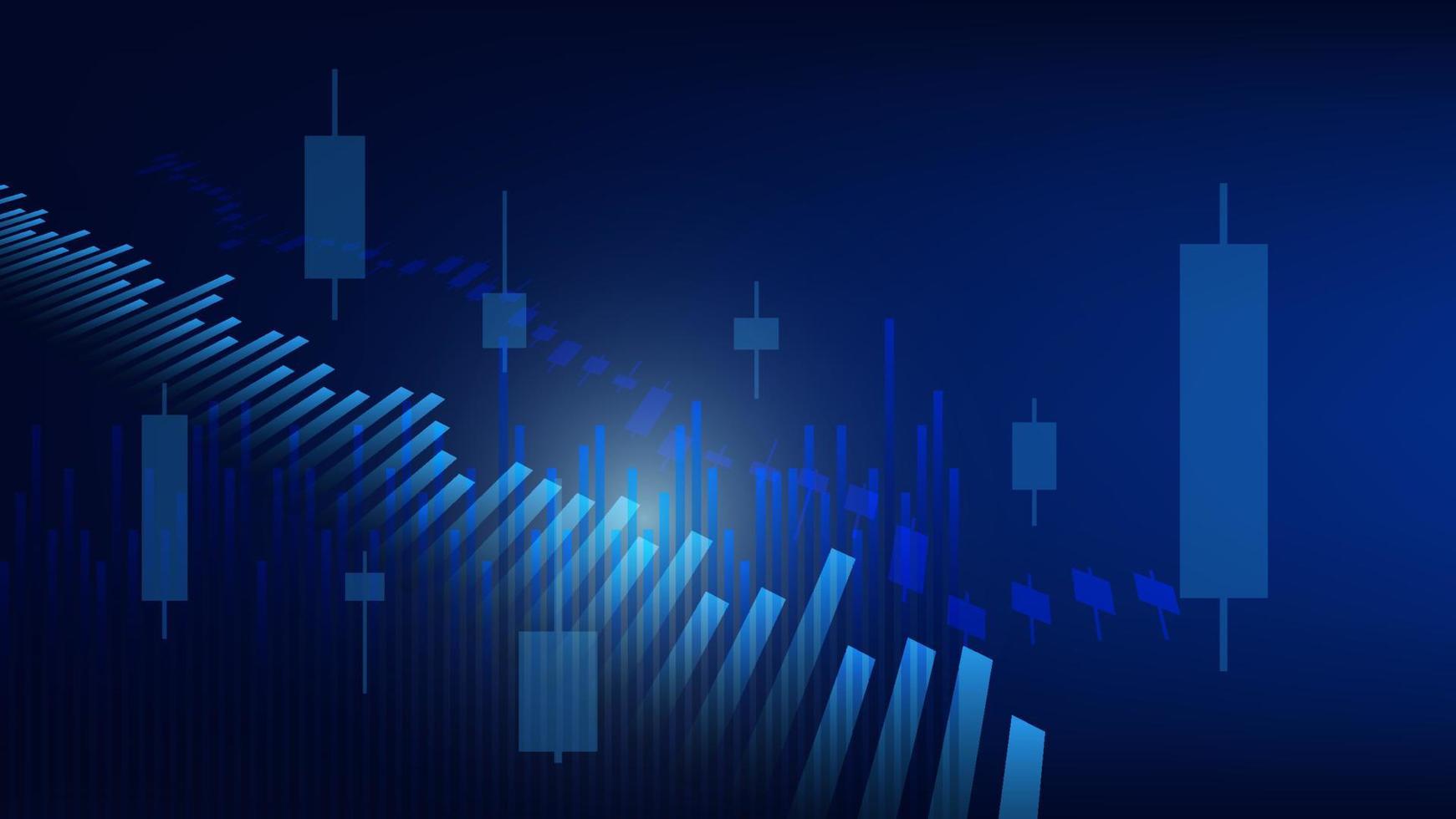 ekonomi situation begrepp. finansiell företag statistik med bar Graf och ljusstake Diagram visa stock marknadsföra pris och valuta utbyta på blå bakgrund vektor