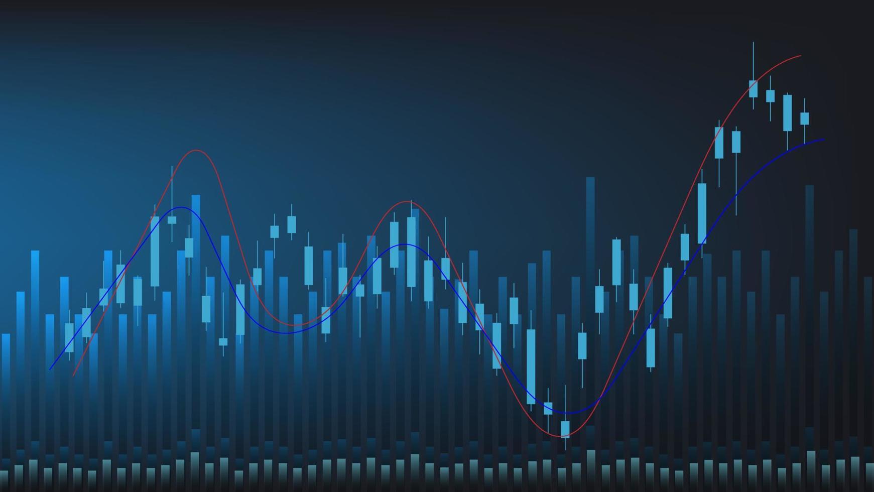 ekonomi situation begrepp. finansiell företag statistik med bar Graf och ljusstake Diagram visa stock marknadsföra pris och valuta utbyta på blå bakgrund vektor