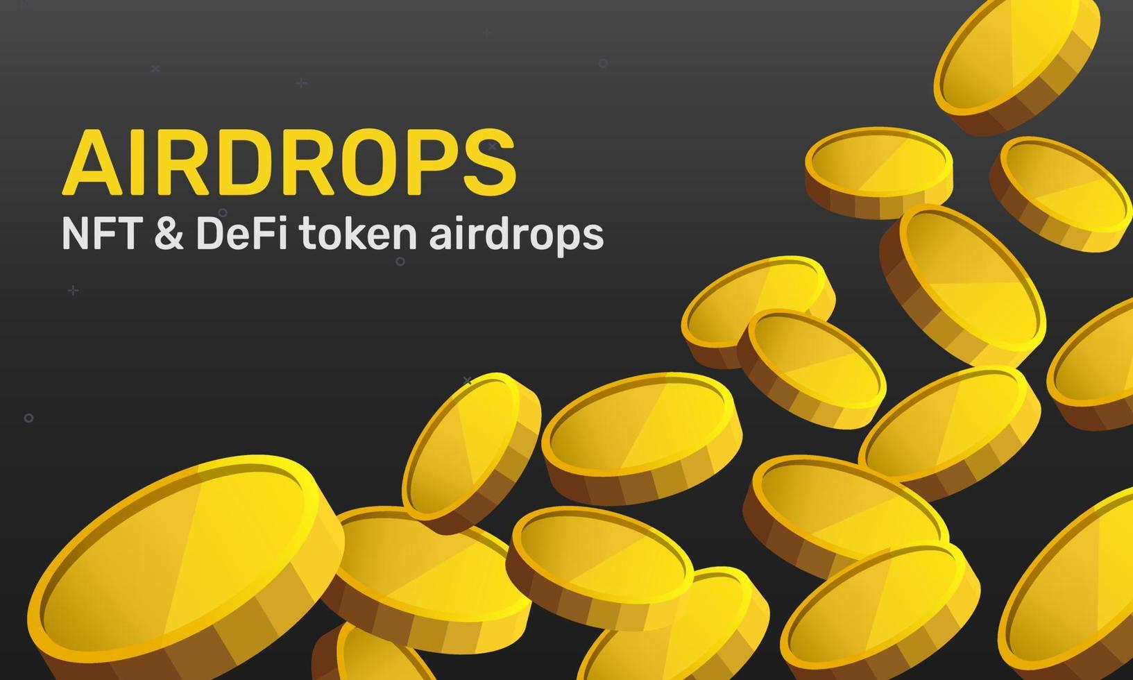 Airdrop nft und Token-Kryptowährungen sind oft kostenlos. Banner für die Vermarktung von Airdrops-Krypto. Vektor-Illustration. vektor