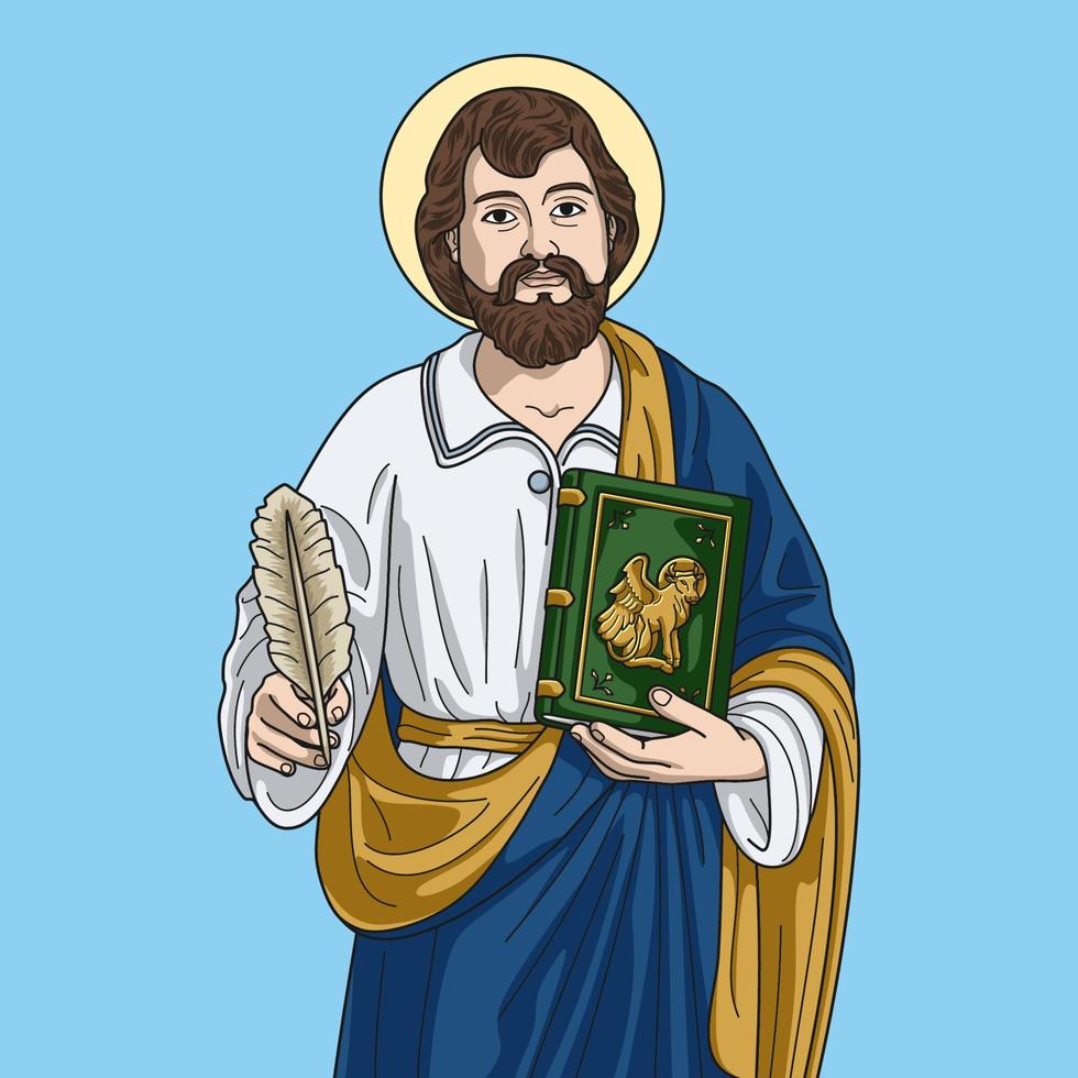 heiliger lukas der evangelist farbige vektorillustration vektor