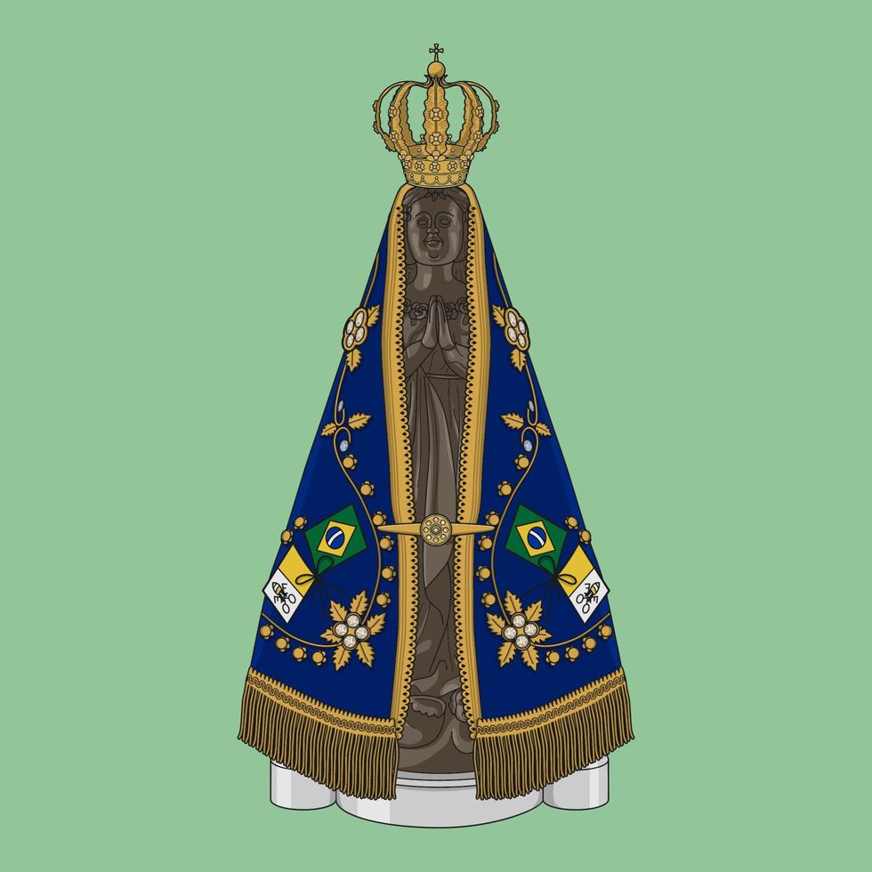 unsere dame der konzeption aparecida farbige vektorillustration vektor