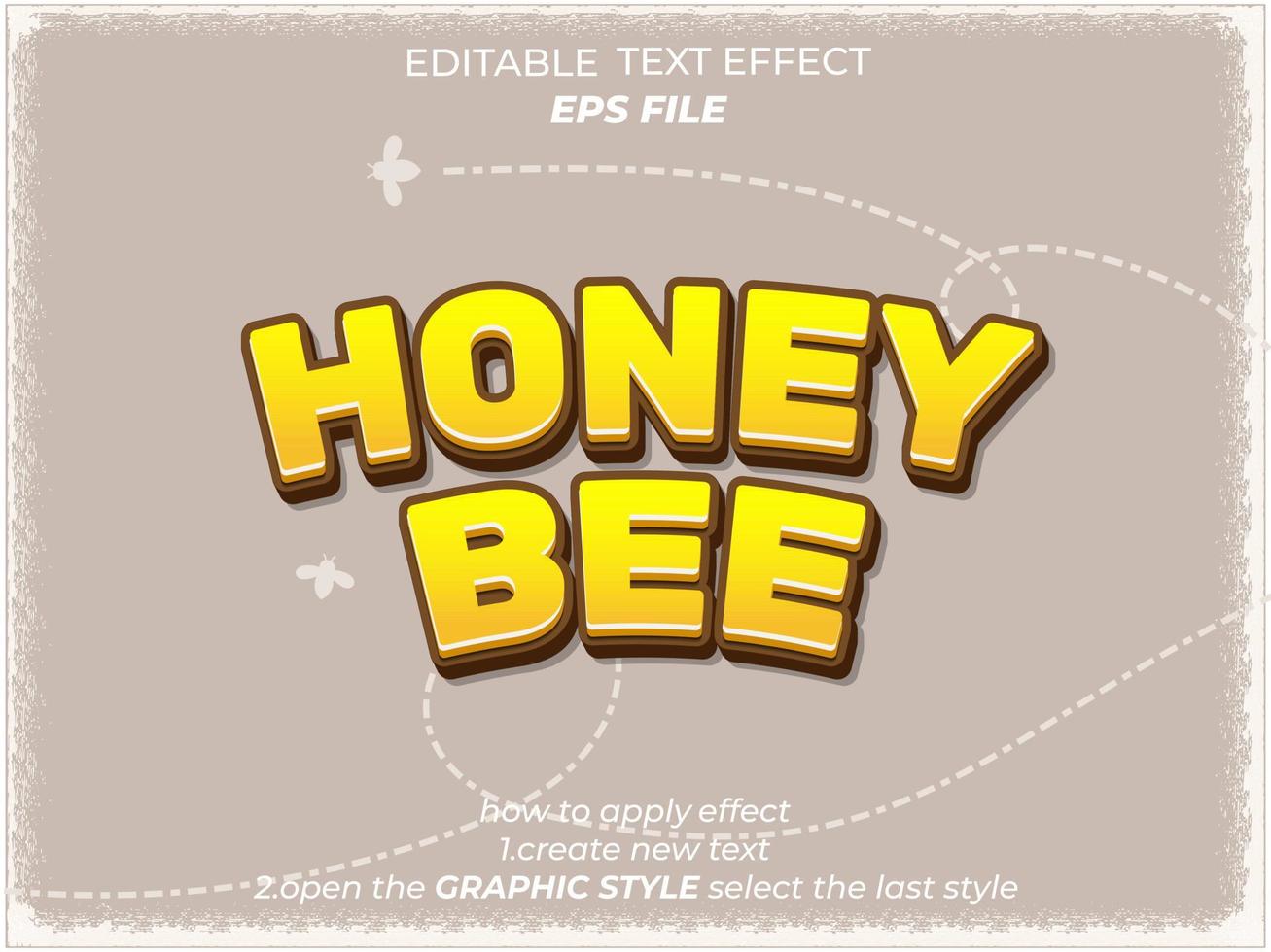 Honigbienen-Texteffekt, bearbeitbare Schriftart, Typografie, 3D-Text. Vektorvorlage vektor