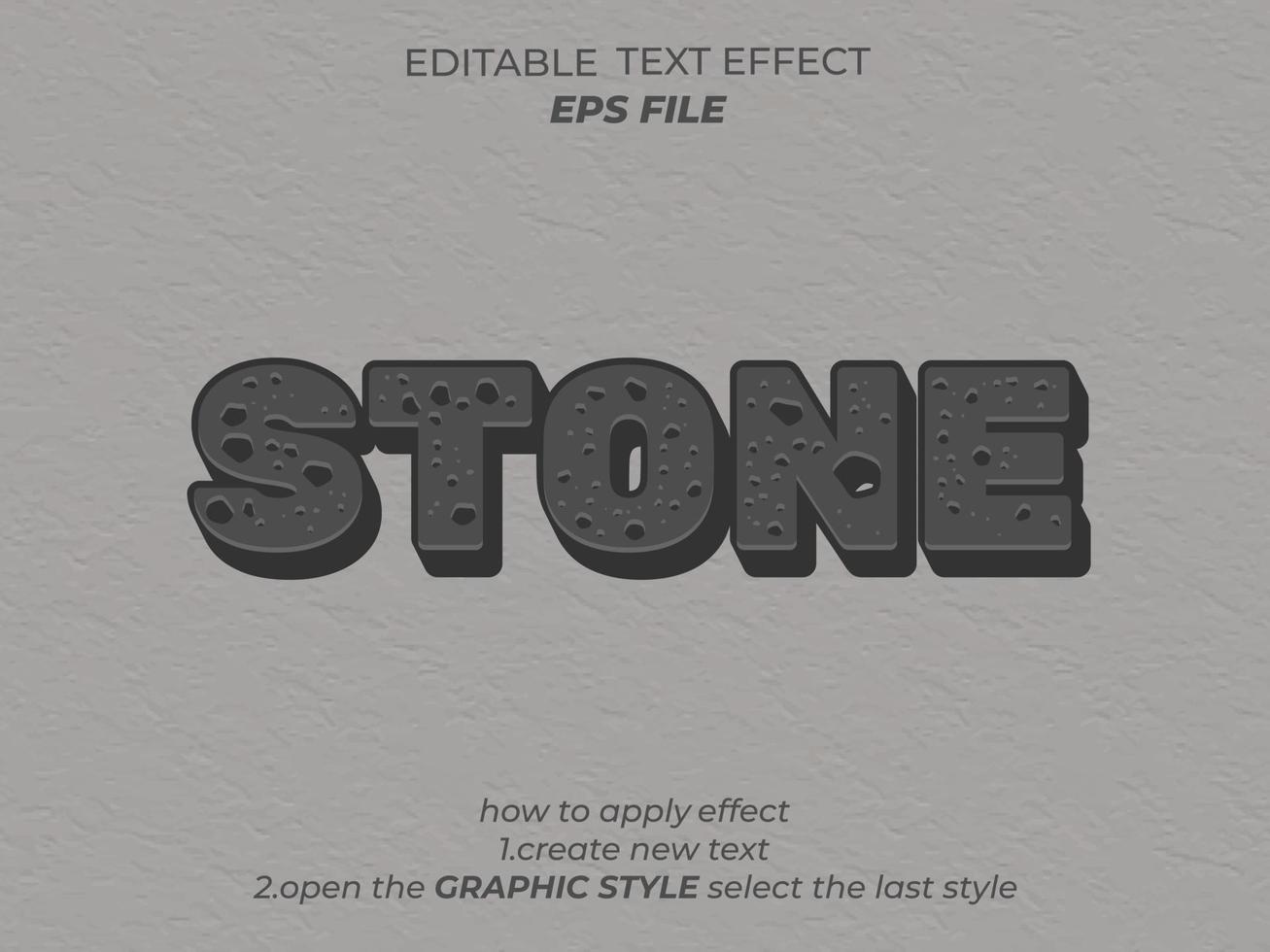 Steintexteffekt, bearbeitbare Schriftart, Typografie, 3D-Text. Vektor