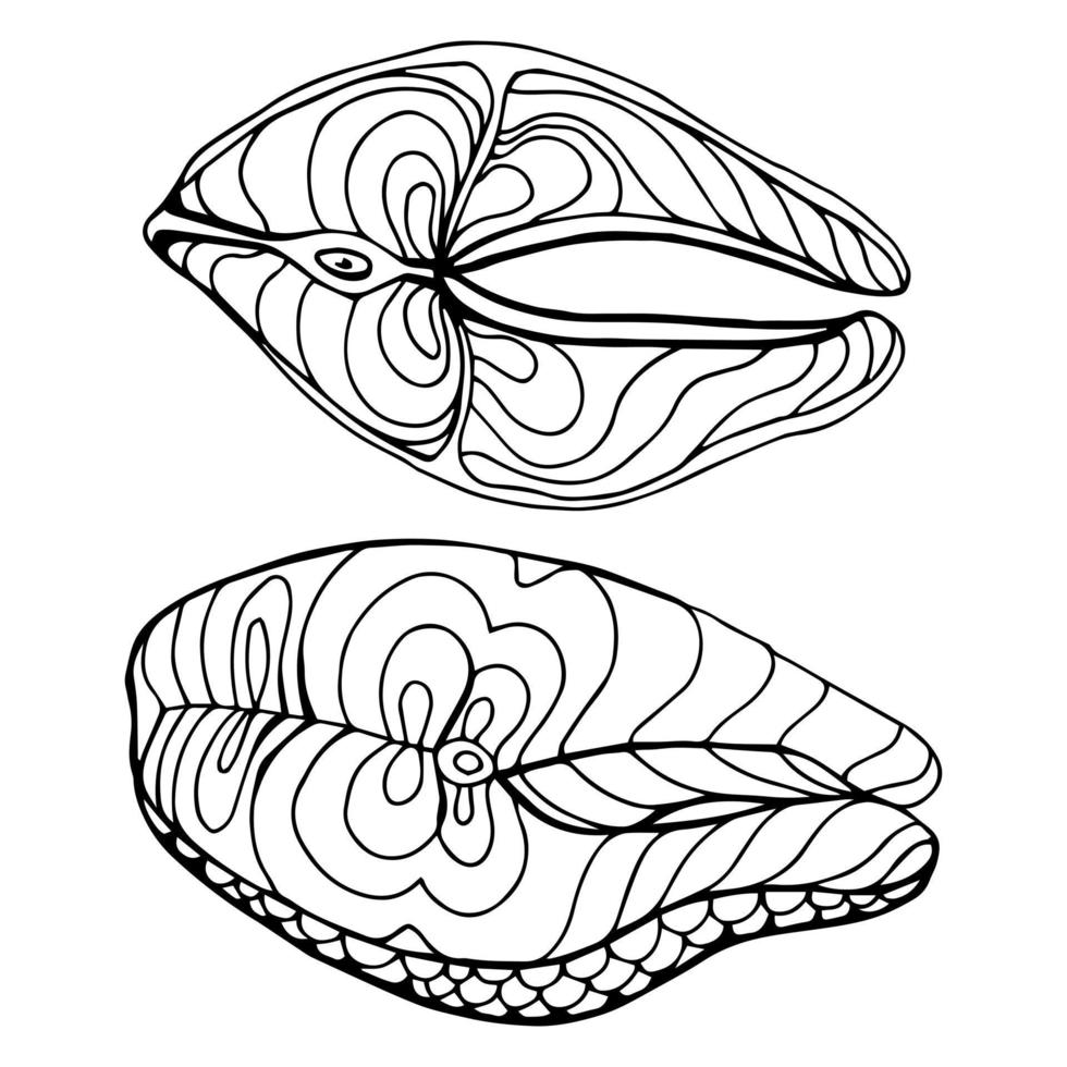 Lachsfilet handgezeichnete Vektorgrafiken. Vintage-Meeresfrüchte im gravierten Stil. ideal für fisch- und meeresfrüchterestaurantmenü, flyer, karte, geschäftsförderung. vektor