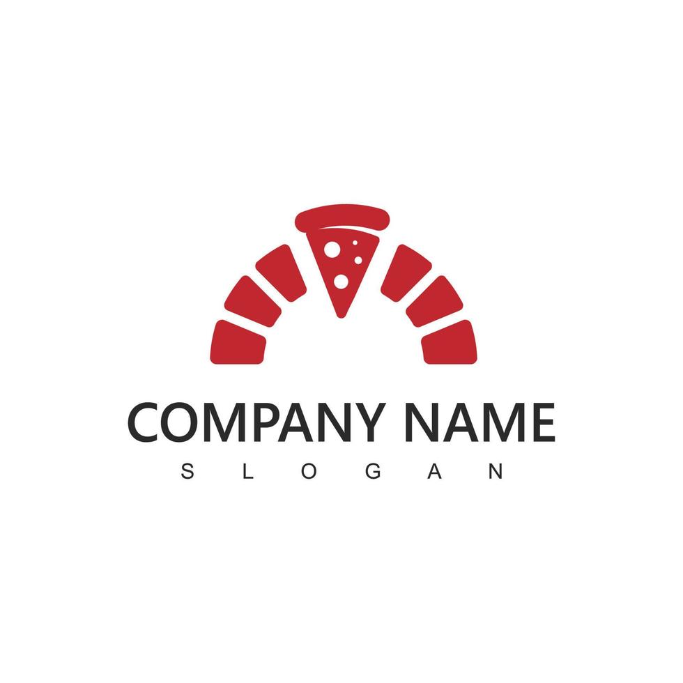 varm pizza logotyp design mall, kryddad pizza illustration vektor