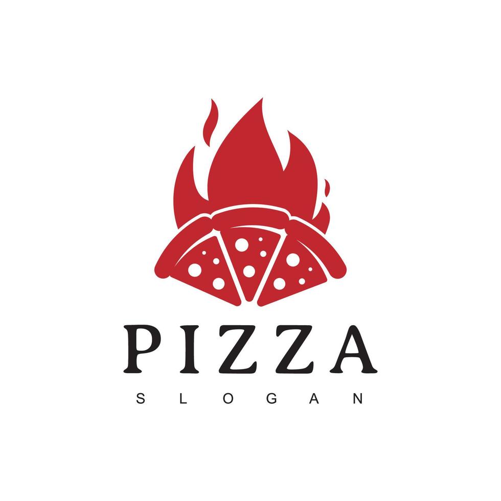 heiße Pizza-Logo-Design-Vorlage, würzige Pizza-Illustration vektor