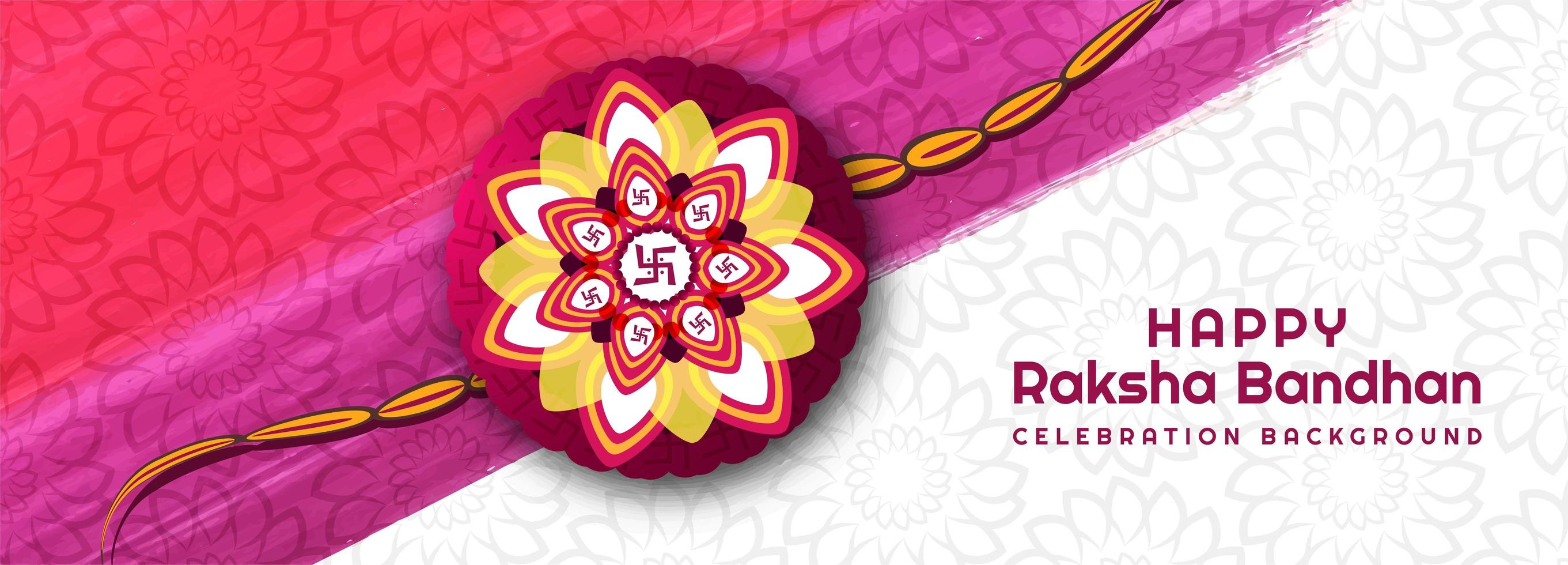 rosa och vita lyckliga raksha bandhan festival banner vektor