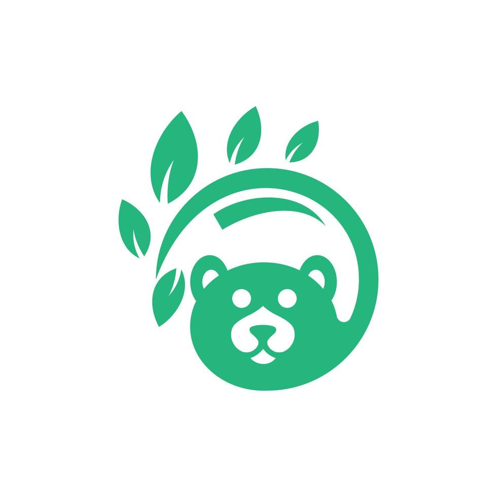 Björn panda blad natur illustration logotyp vektor