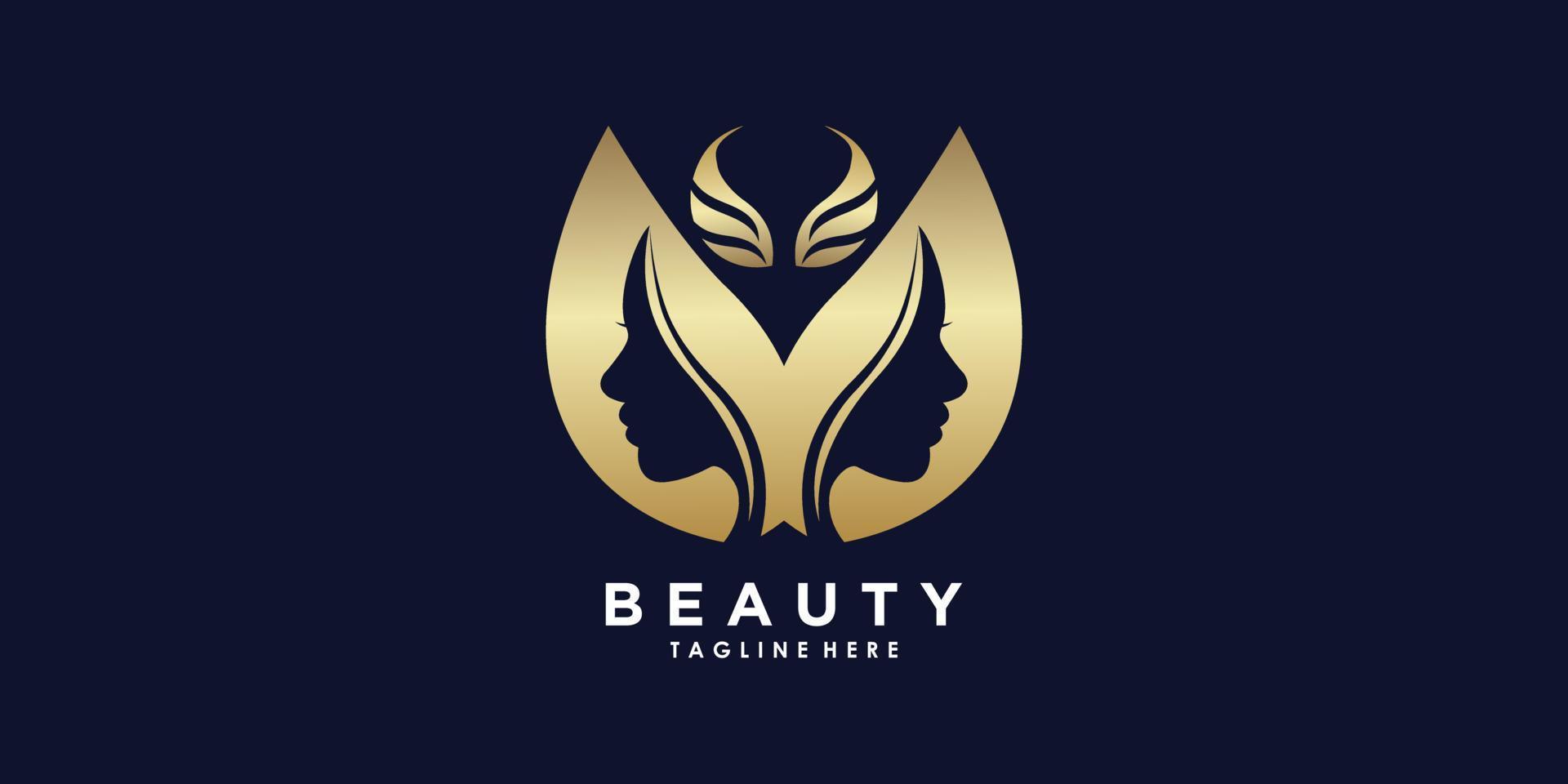 Beauty-Frau-Logo-Design mit Beauty-Golden-Gradienten-Stil vektor