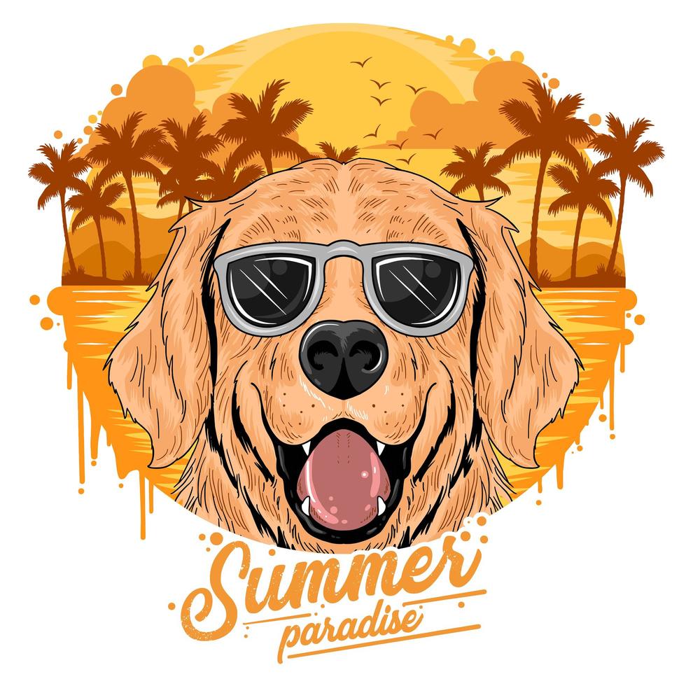 gyllene hundar bär solglasögon vektor