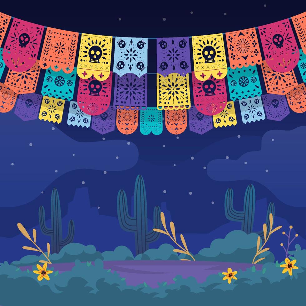 papel picado für Tag der Toten vektor