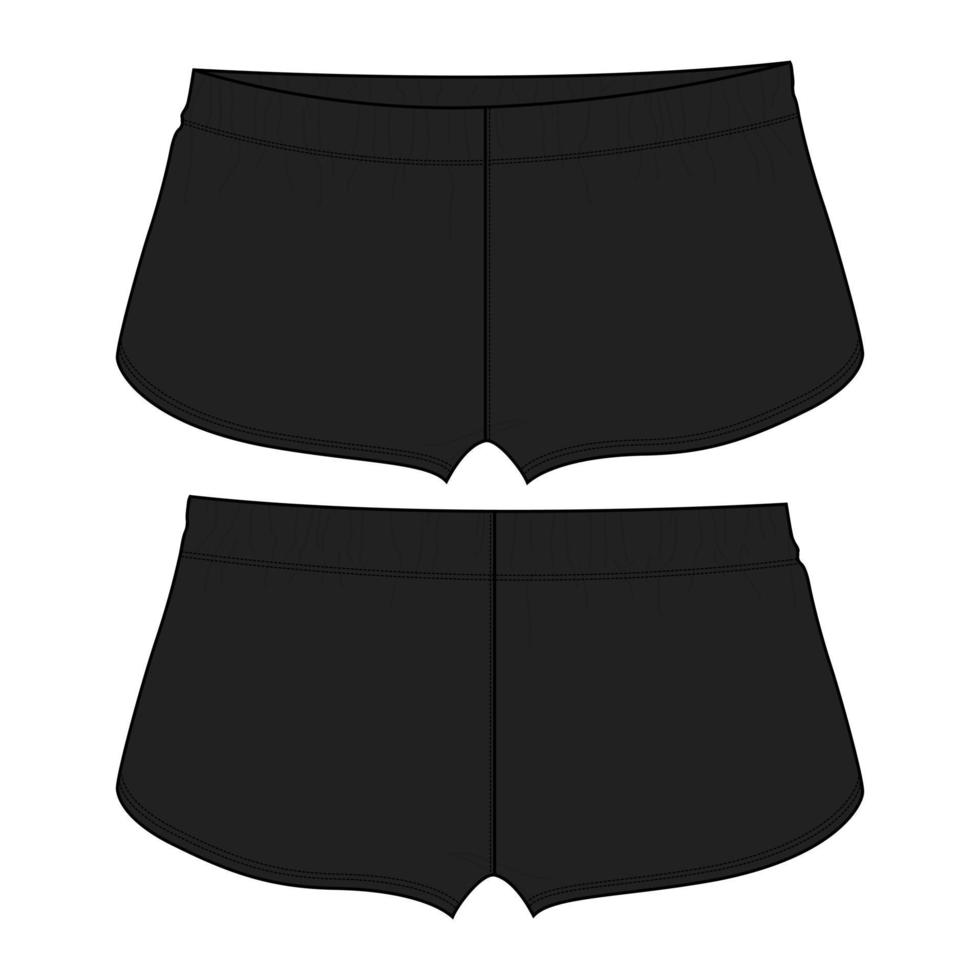 shorts byxor övergripande teknisk mode platt skiss vektor illustration mall för ungar.