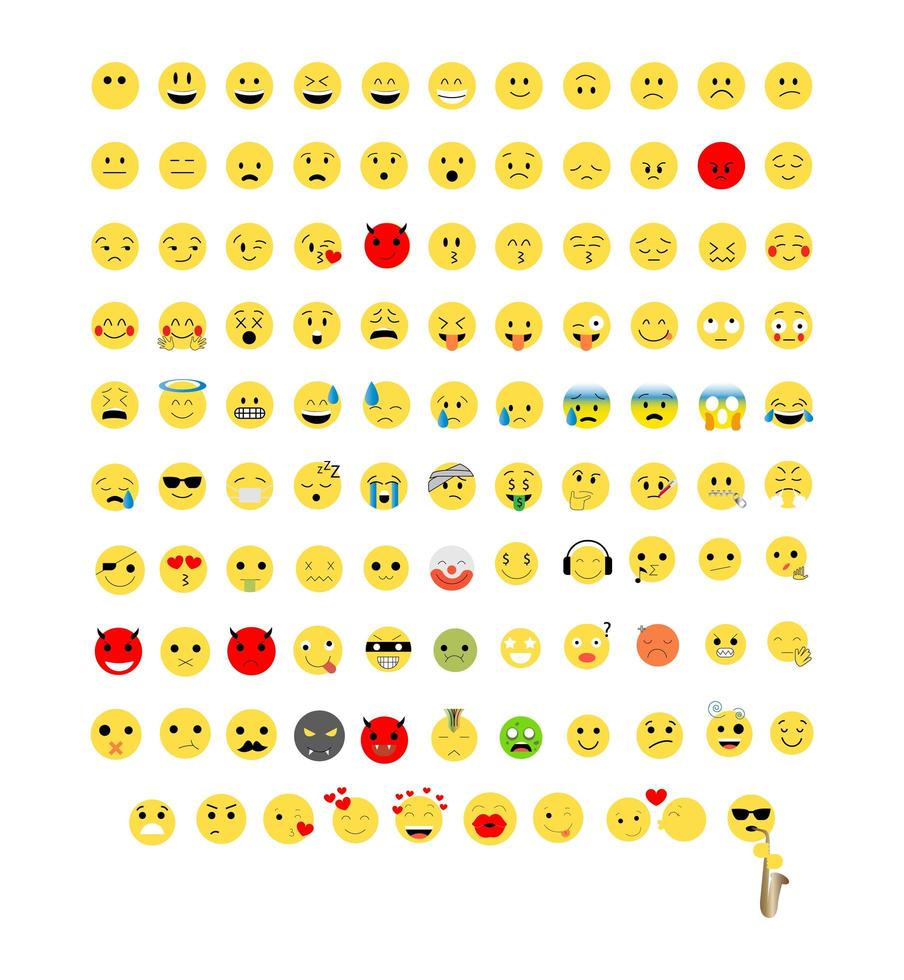 Satz bunte Emoji-Ikonen vektor