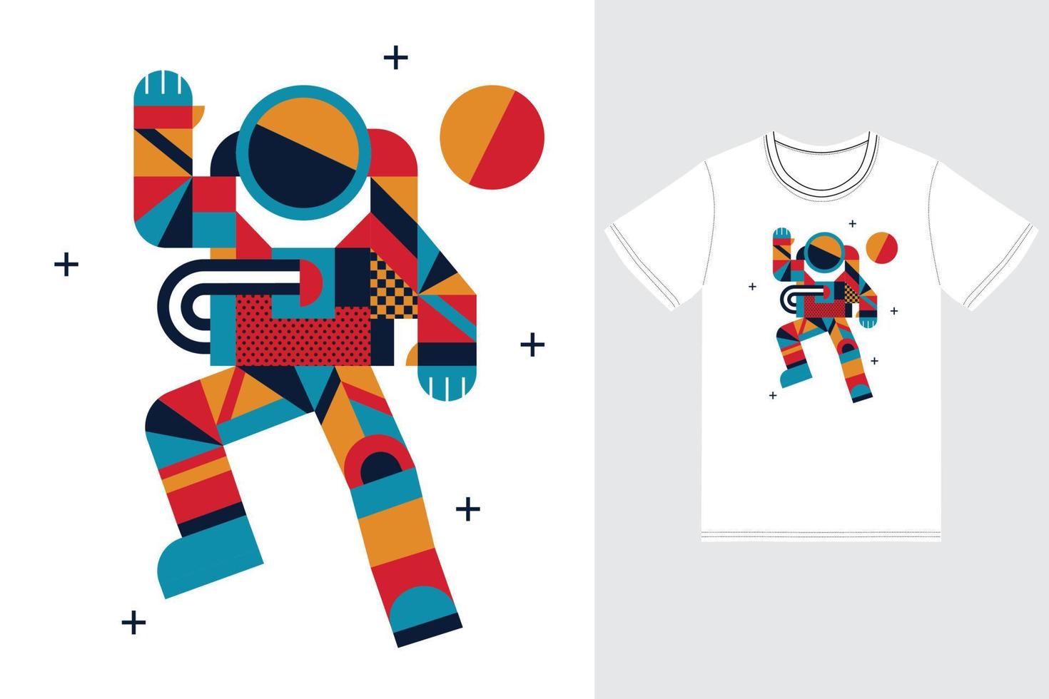 astronaut Färg illustration med t skjorta design premie vektor