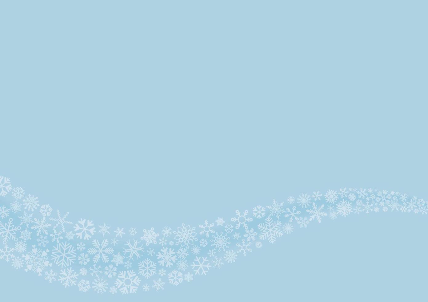 Welle von nahtlosen Schneeflocken haben Leerzeichen auf hellblauem Hintergrund. winterferienthema, weihnachts- und neujahrsvorlage. vektor