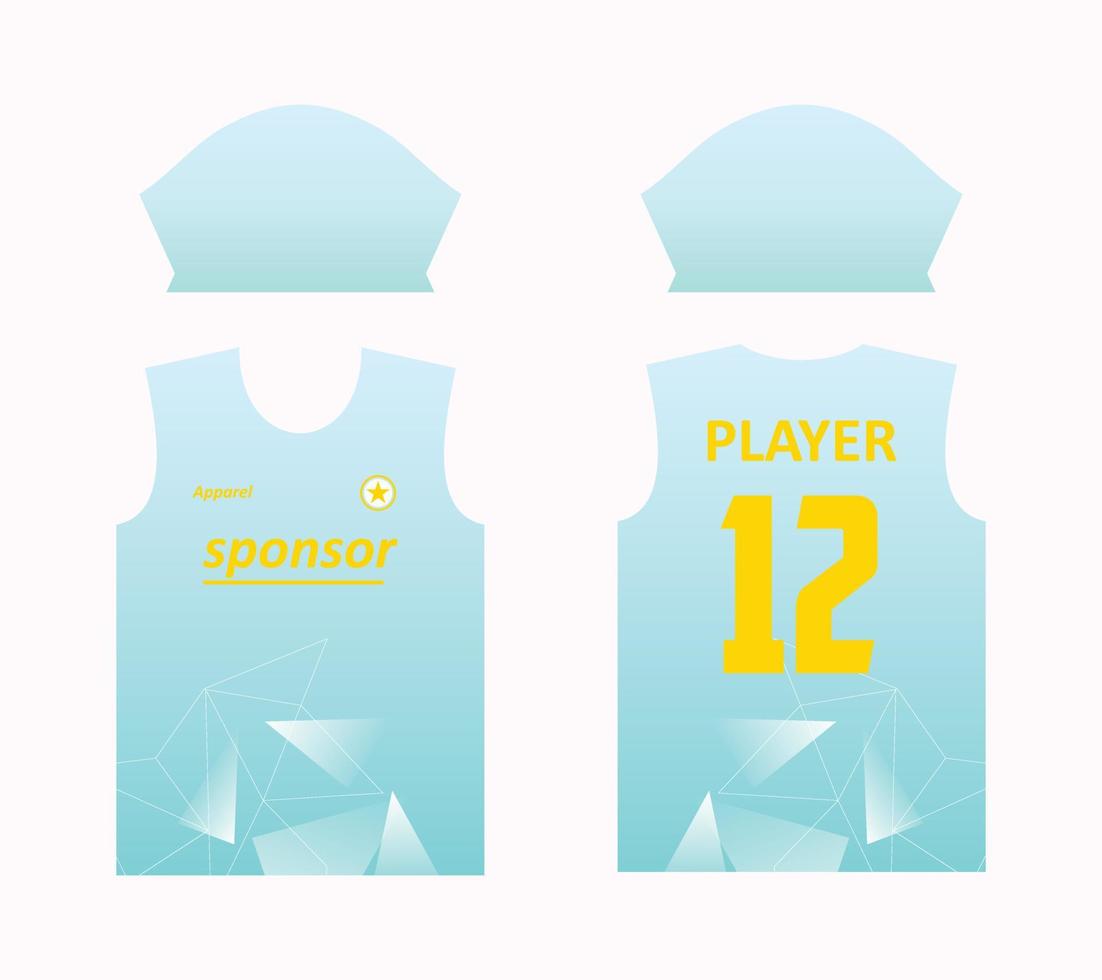 abstraktes Muster Jersey-Siebdruckdesign für Jersey-Sublimation. trikotvorlagen für sportmannschaften von fußball, basketball, radfahren, volleyball usw. weißes verlaufsblaues farbthema vektor