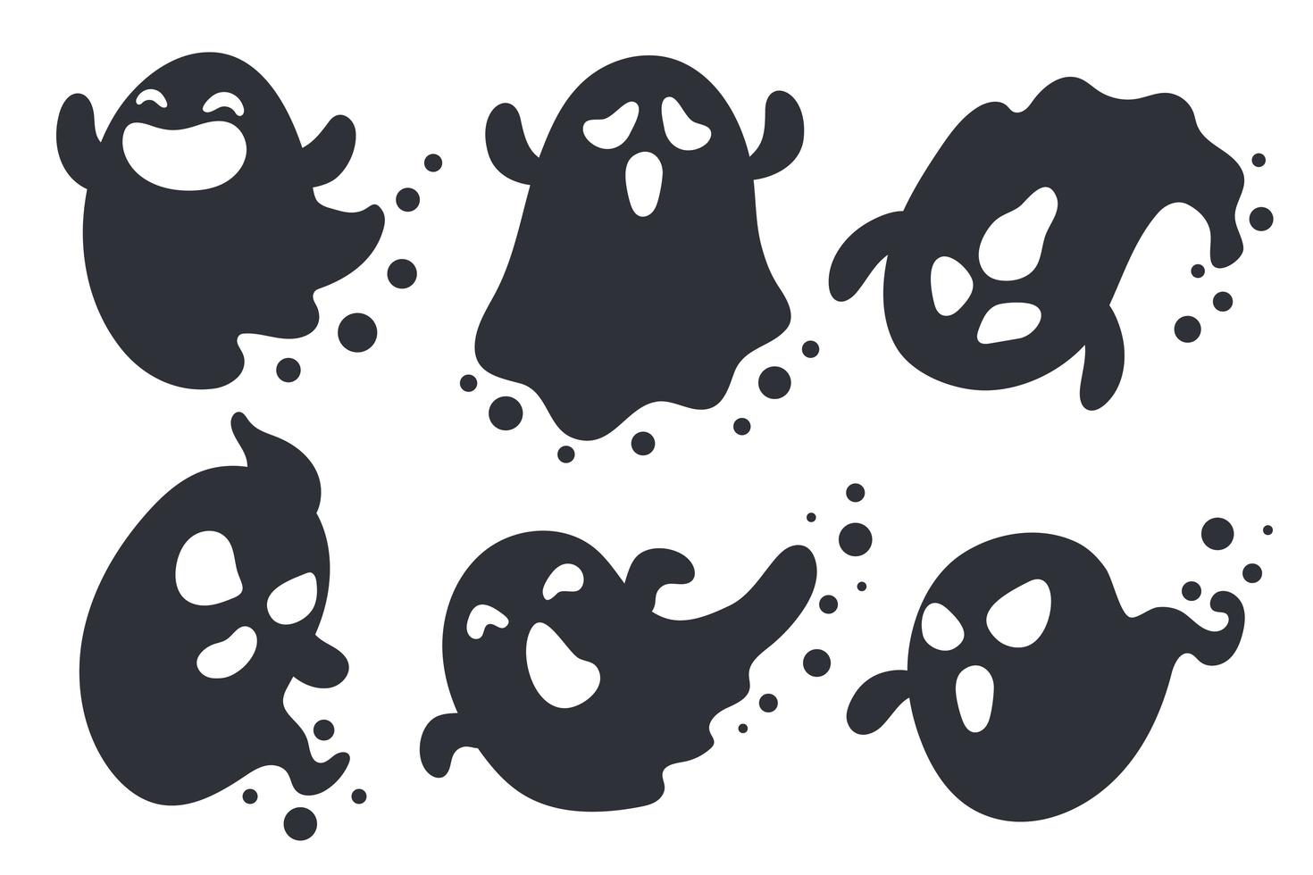 Halloween-Geist-Silhouette-Cartoon-Set vektor