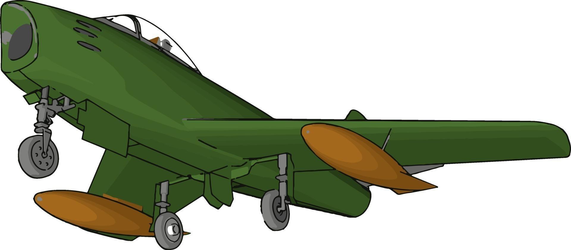 grüner Bomber, Illustration, Vektor auf weißem Hintergrund.