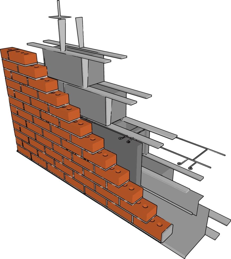 oavslutat vägg, illustration, vektor på vit bakgrund.