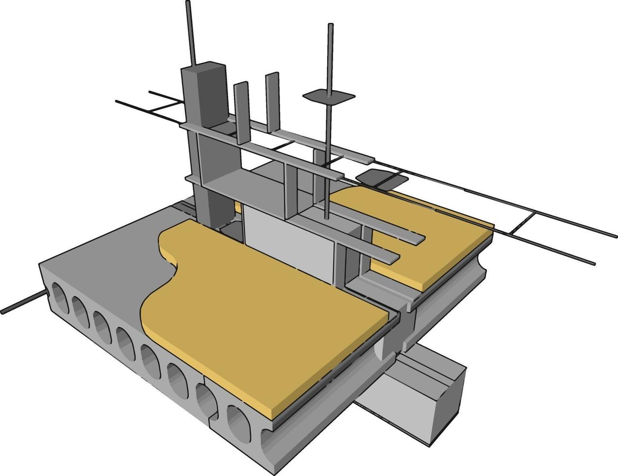 Dock gelbes Gebäude, Illustration, Vektor auf weißem Hintergrund.