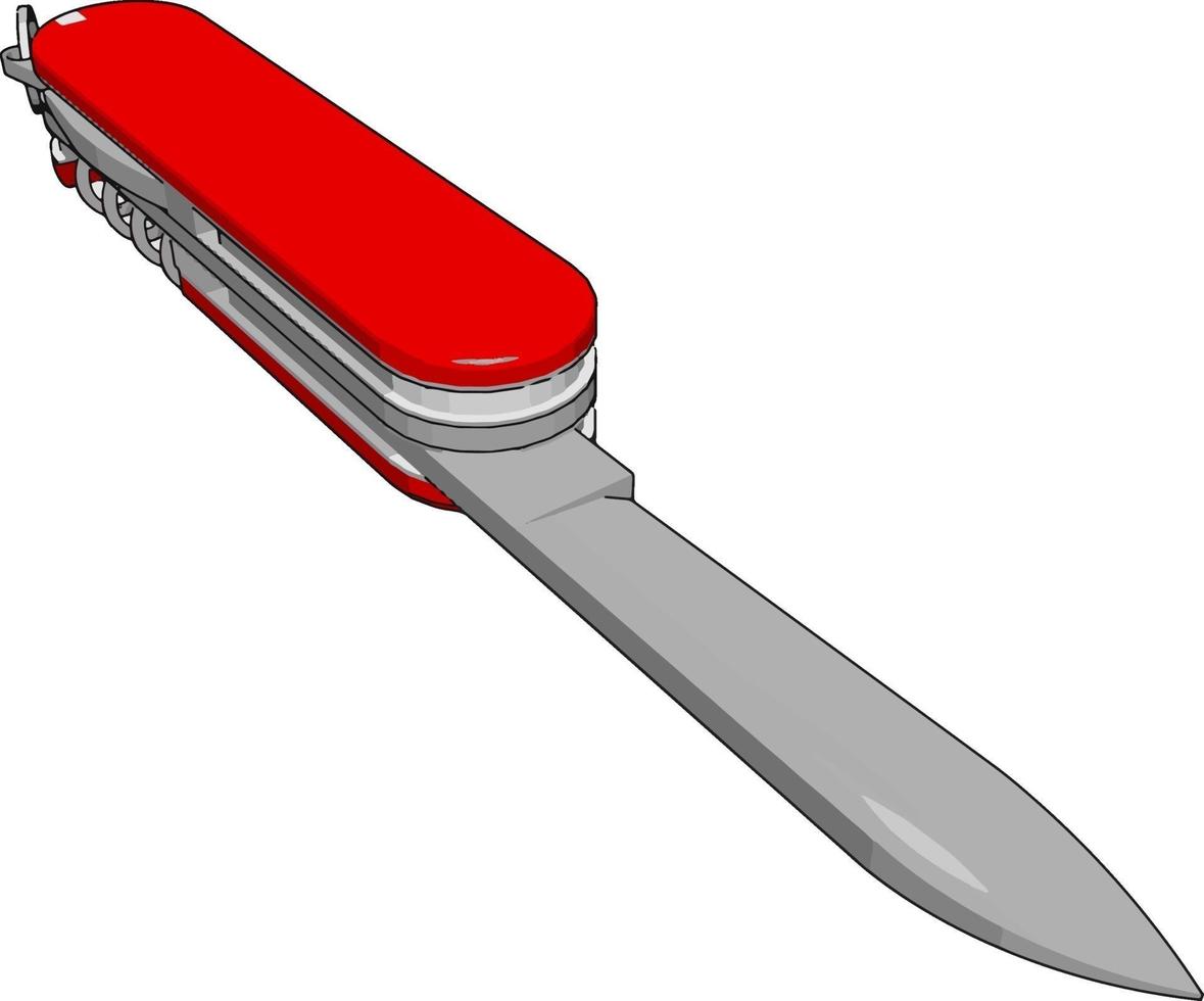 små röd kniv, illustration, vektor på vit bakgrund.