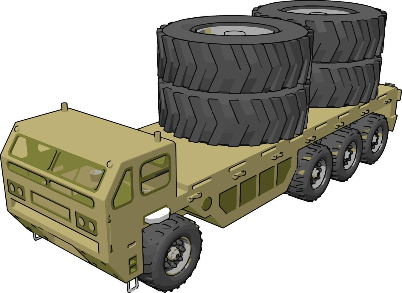 Militärlastwagen, Illustration, Vektor auf weißem Hintergrund.