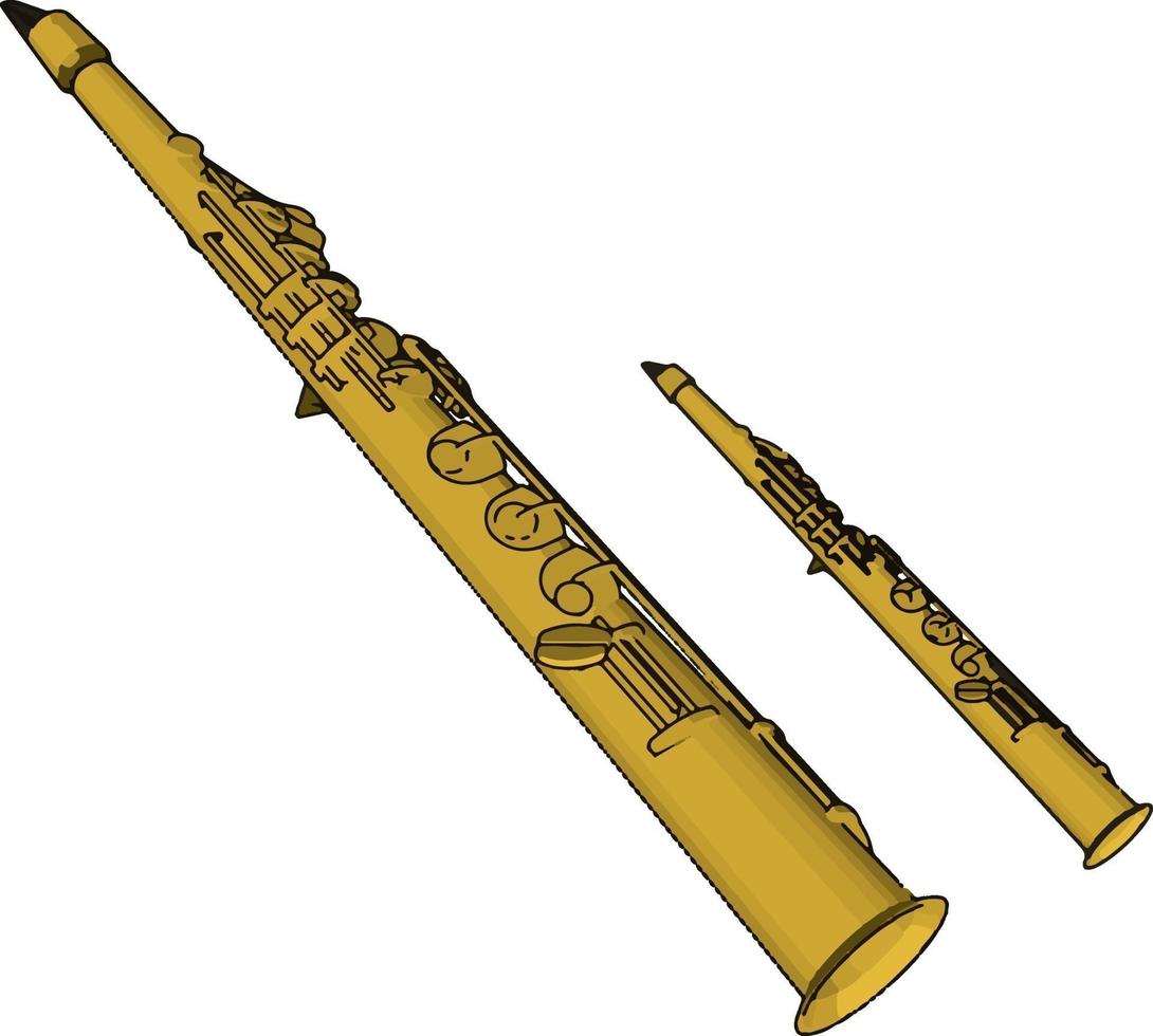 gul saxofon, illustration, vektor på vit bakgrund.
