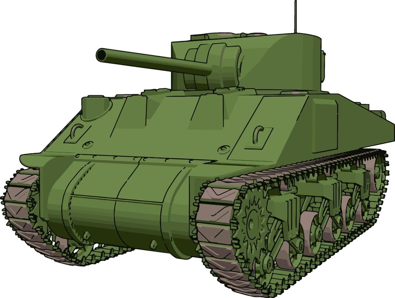 grüner Militärpanzer, Illustration, Vektor auf weißem Hintergrund.