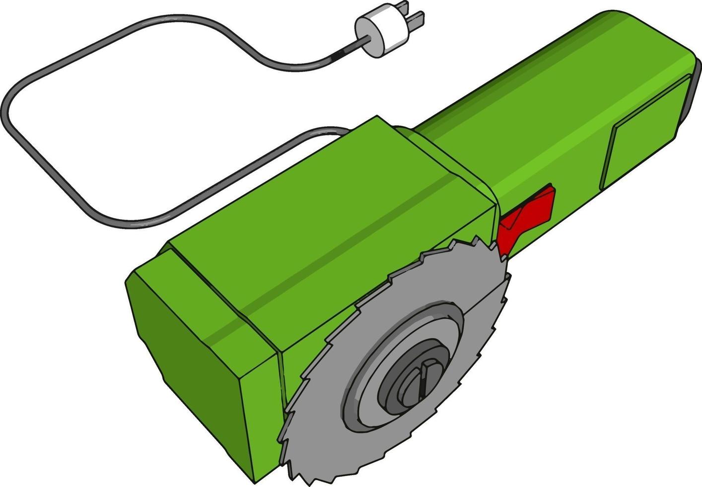 grüne elektrische Säge, Illustration, Vektor auf weißem Hintergrund.